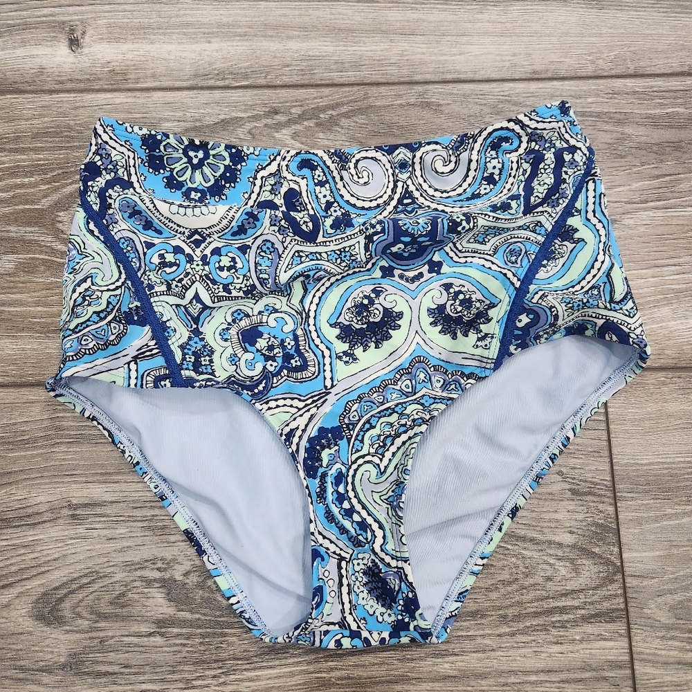 Aerie Swim High Rise Bottom Paisley Medium